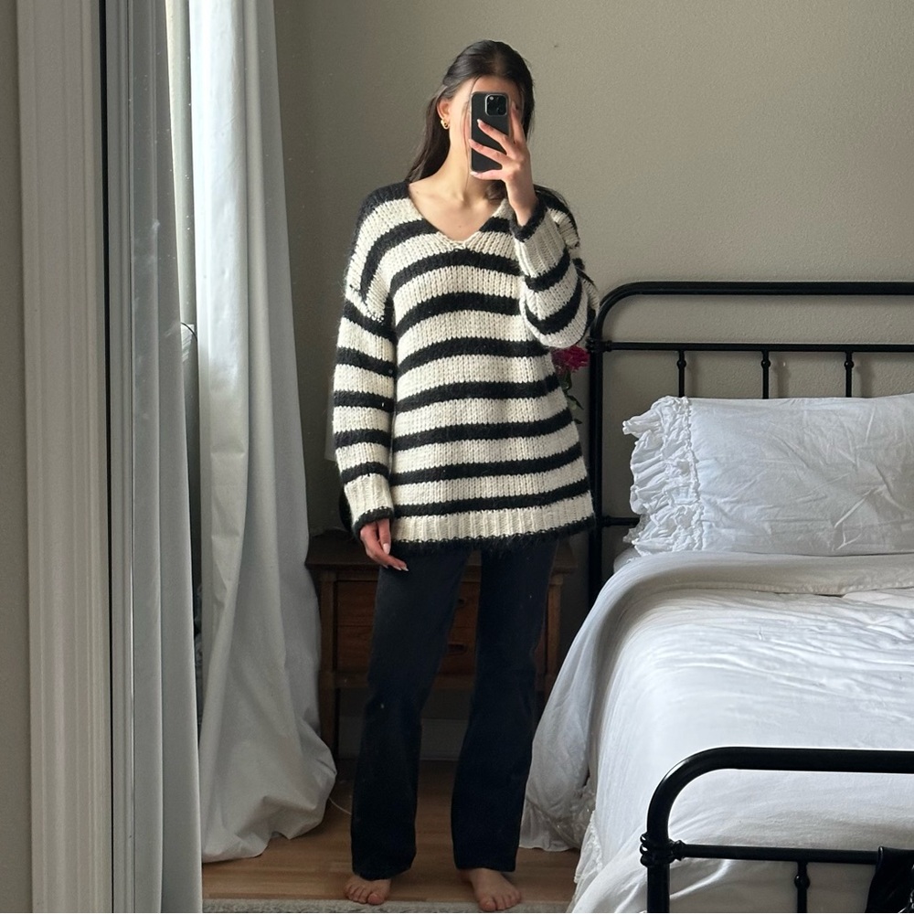 Zara oversized knit stripe wool sweater size small - Picture 8 of 12